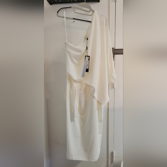 Halston Draped One Shoulder Crepe Dress - Picture 5 of 6